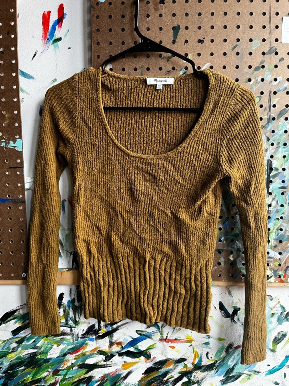 Madewell Ribbed Sweater in Mustard